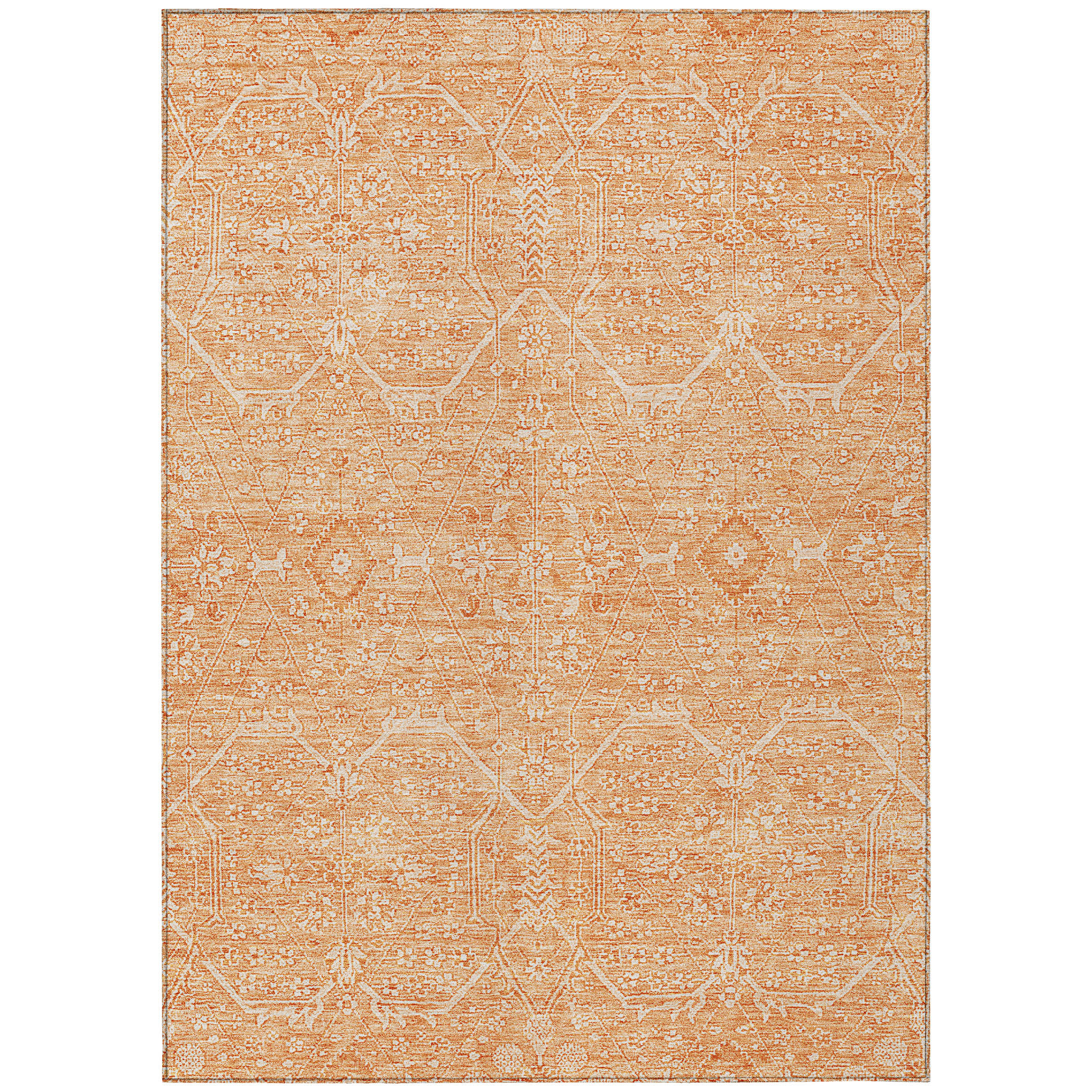 Orren Ellis 8' X 10' Salmon Floral Washable Indoor Outdoor Area Rug ...