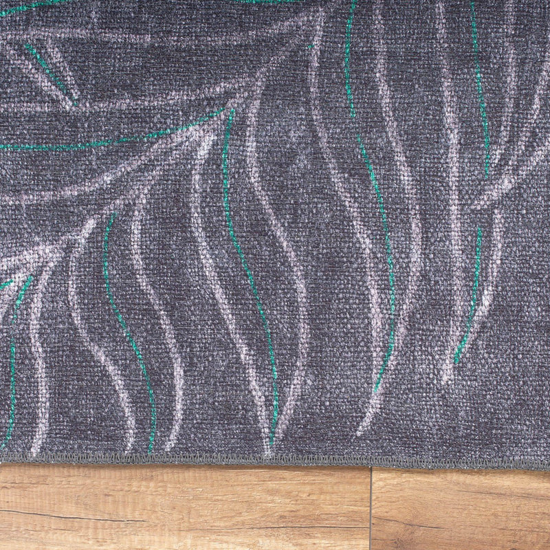 Tapis lavable en machine Premium, 4,6 x 6,2 pieds, 100% polyester, 1850 g / m² | Hauteur des poils: 0,2 po | Poly-coton écologique recyclé | Parfait pour le salon, la chambre à coucher et les endroits très passants