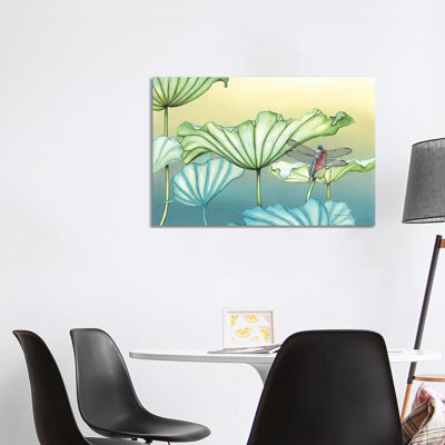 Dragonfly On Lotus Blossum 1 Piece Wrapped Canvas Painting