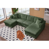 4 Seat U Sectional Couch, 110'' W Corduroy Sofa With Double Chaises