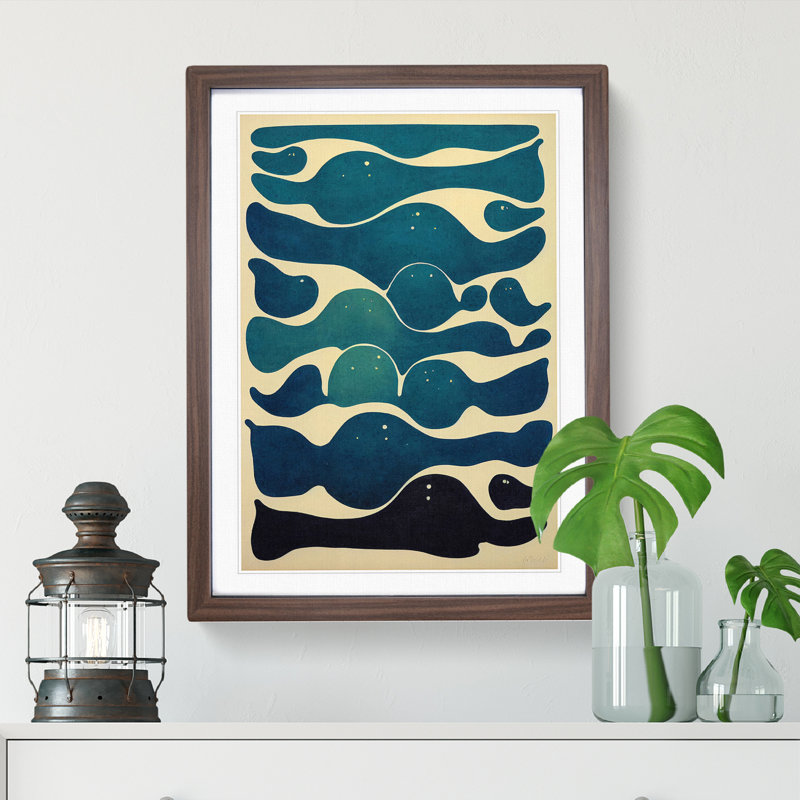 Retro Abstract Art No.7 - Framed Print, 46cm H x 34cm W x 2cm D, Walnut Framed