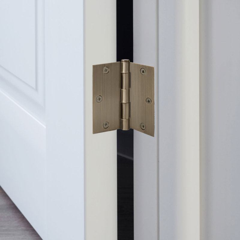 Door Hinge, 3.5-Inch, Square Corner Radius, 6-Pack, Antique Brass