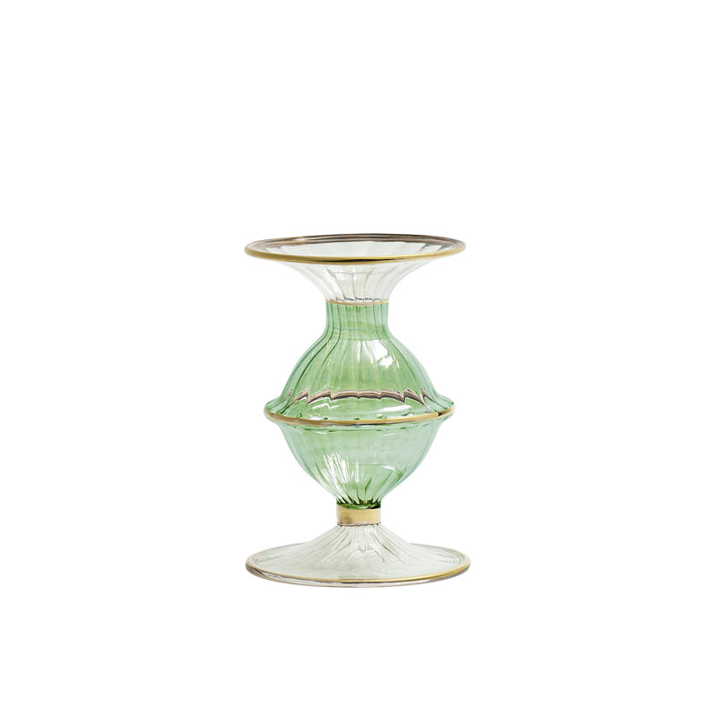 F2023 5.5'' H Glass Tabletop Candlestick, Green