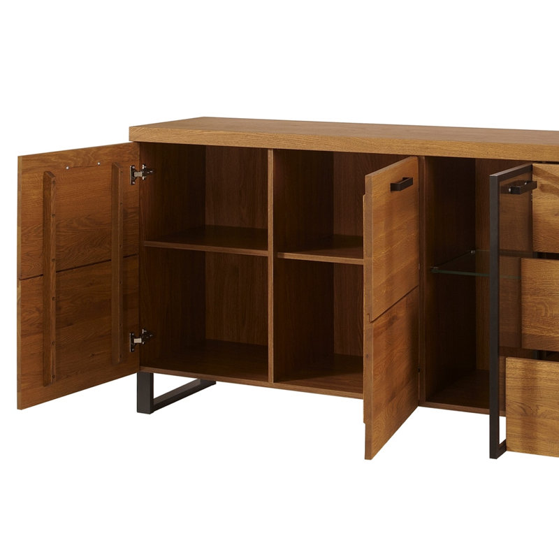 Laimondo Solid + Manufactured Oak Wood 3-Door 3-Drawer Sideboard