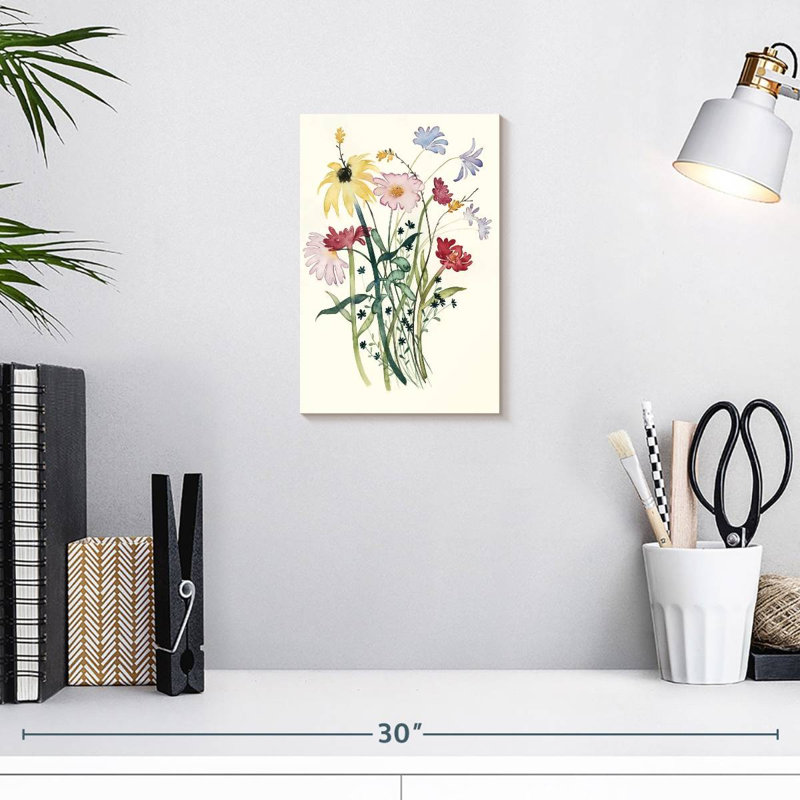 Harnek, aquarelle de fleurs sauvages I, H 12 po x l 8 po