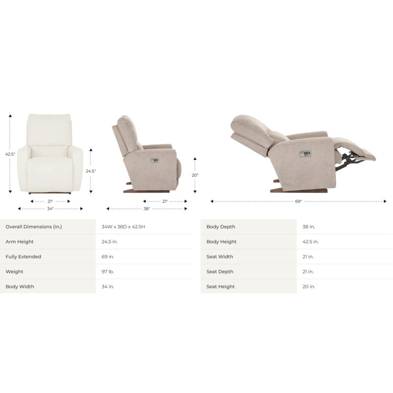 Fauteuil inclinable électrique berçant avec appui-tête Cassian