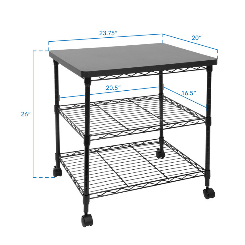 Montez-le! Support d'imprimante avec roues, grand chariot d'imprimante à 3 niveaux avec tablettes de rangement