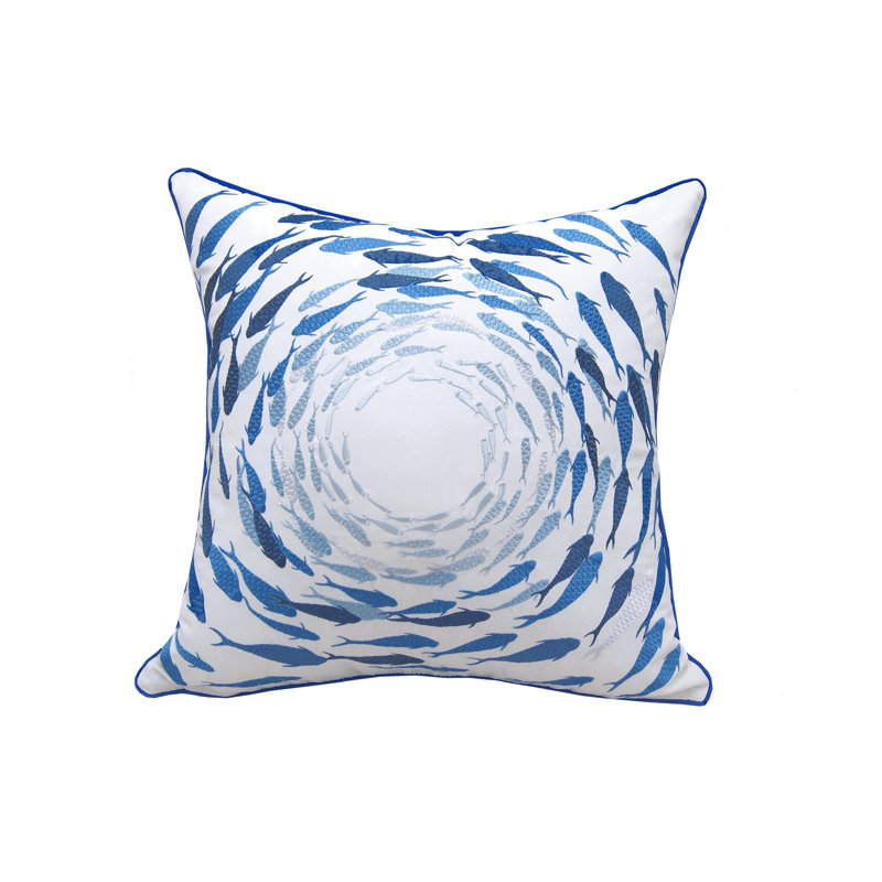 Embroidered Outdoor Throw Pillow