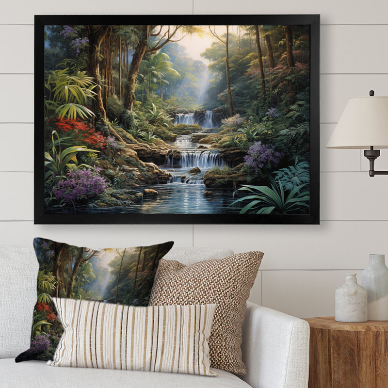 Asian Art Natures Rhyth II - reproduction d'art, H 34 po x l 44 po x P 1,5 po, Cadre photo noir