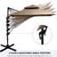 Parasol de patio décalé avec base, rotation à 360 degrés, conception à double plateau, 8 nervures, inclinaison sans effort, manivelle, parasol à café, base incluse, plateau double à 360 °, facile