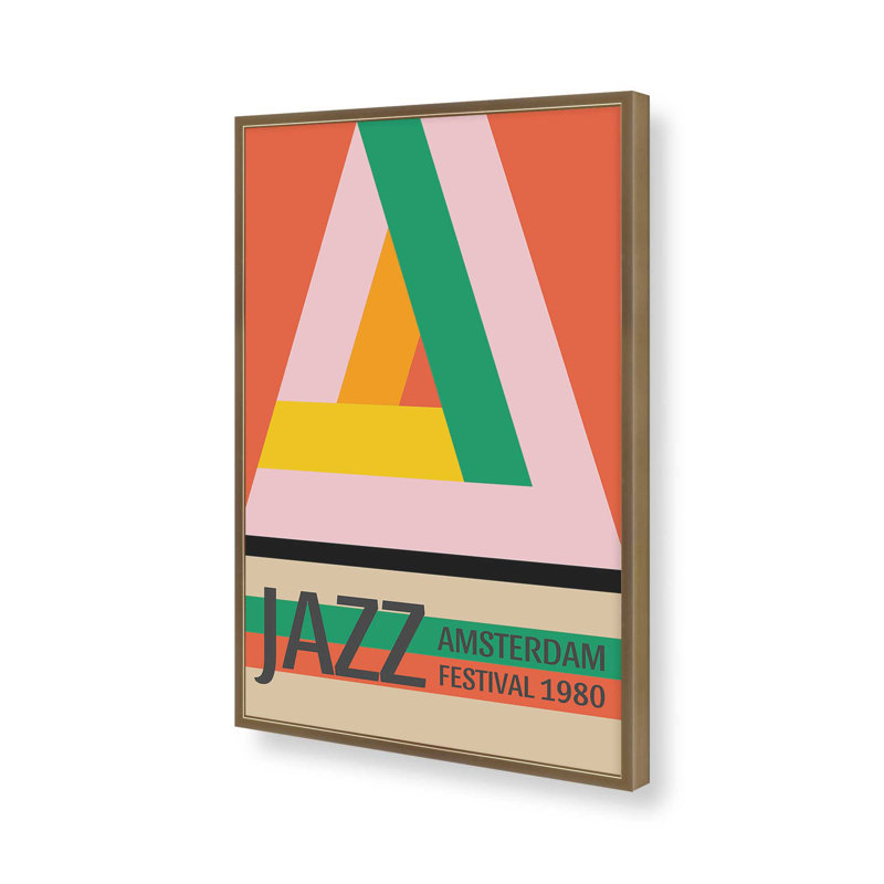 Amsterdam Jazz Festival, reproduction d'affiche dans un cadre doré brossé