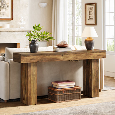 63 Inch Long Console Table Farmhouse Sofa Table by Millwood Pines
