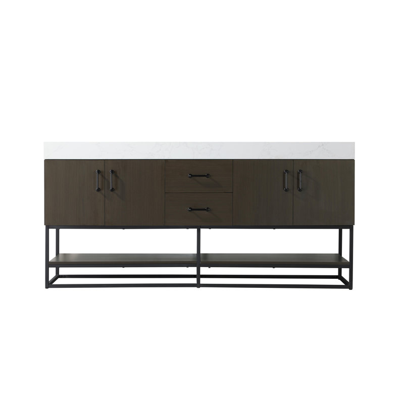 Meuble-lavabo double 72 po, Brun moka