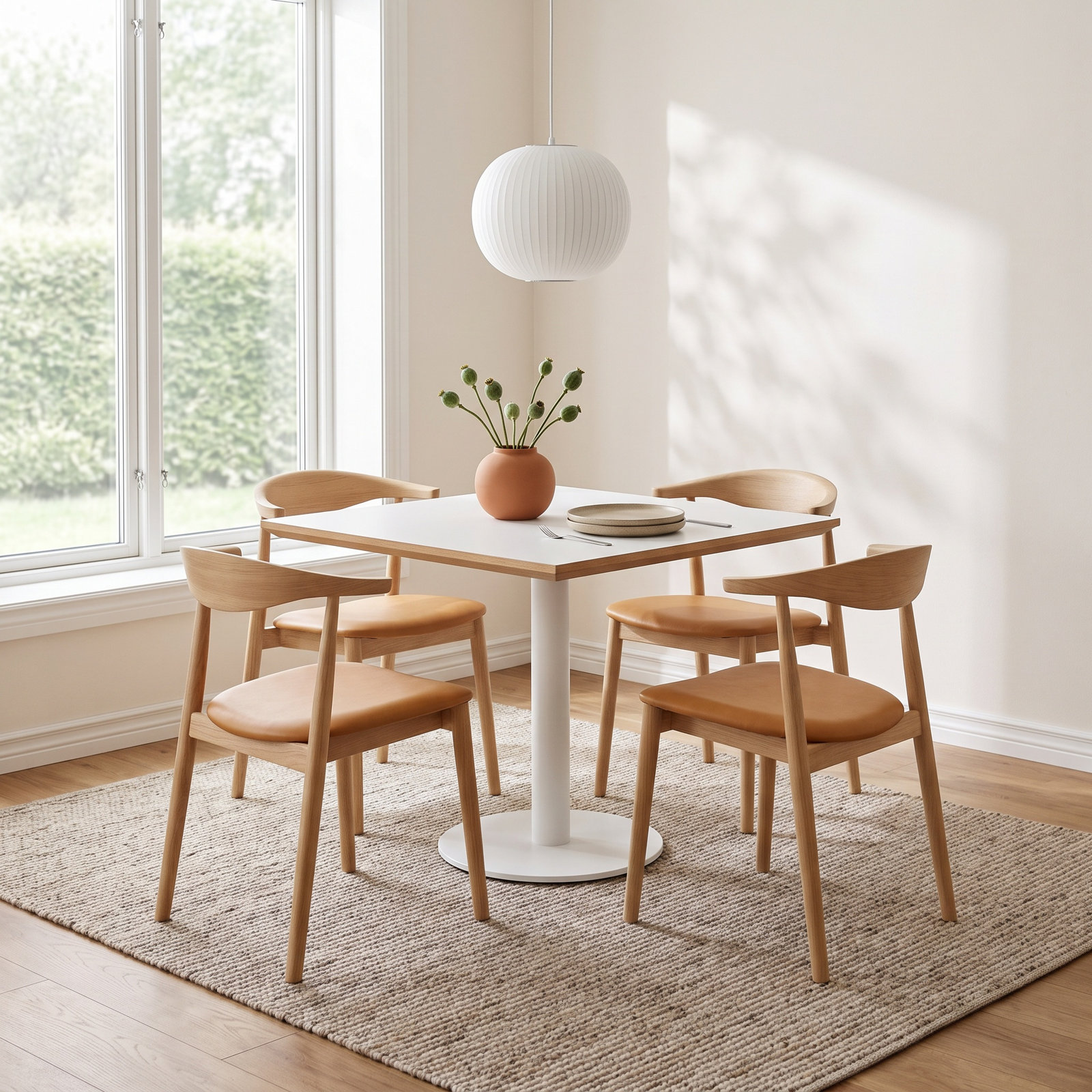 Easy 32'' Dining Table, Matte White, White