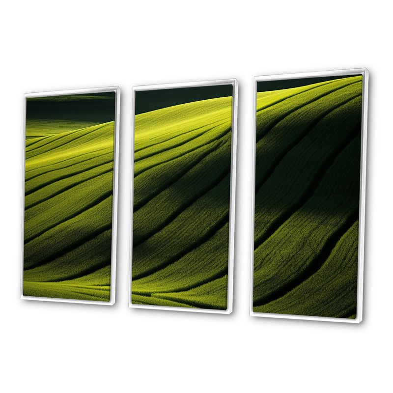 Photographie de prairie verdoyante - ensemble d'art mural prairie, Cadre flottant blanc, H 28 po x l 36 po x P 1 po