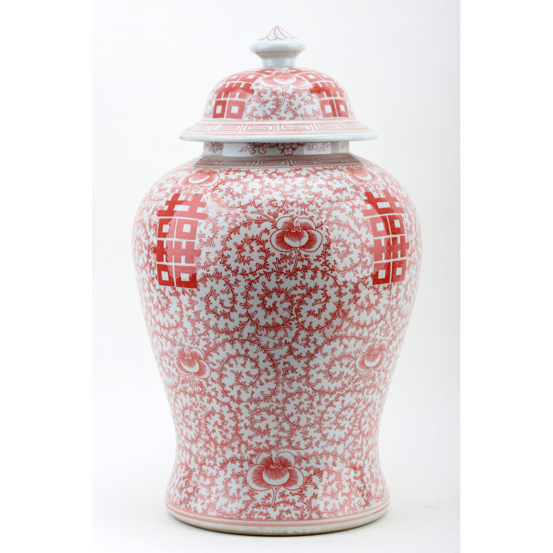 Handmade Porcelain China Jar, 19.5" H x 11.5" W x 11.5" D