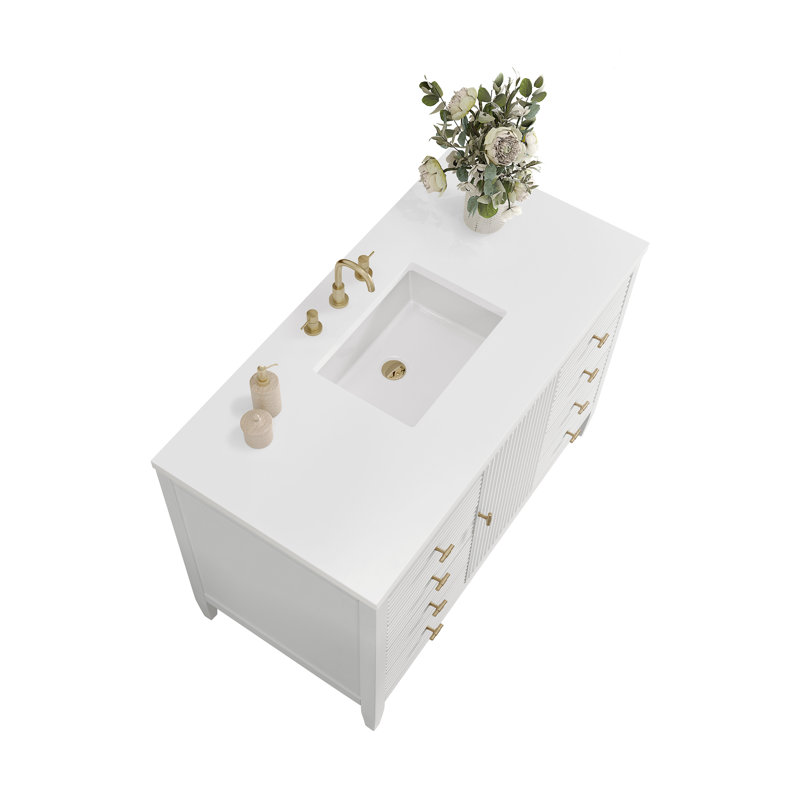 Myrrin 48'' W Single Vanity, White Zeus, Bright White, 8" Widespread