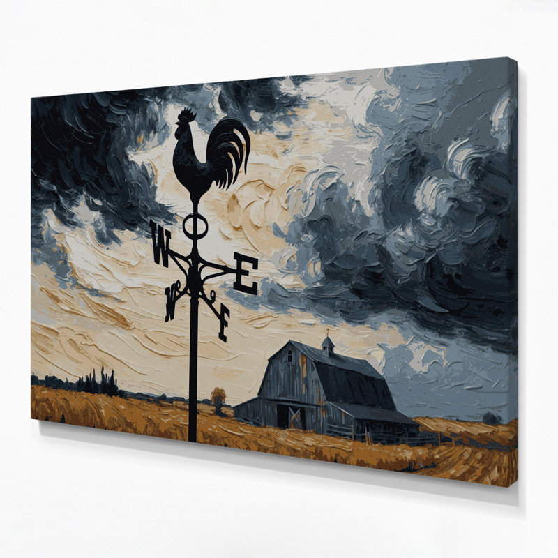 «Farm Weather Vane», art mural sur toile noire, H 8 po x l 10 po