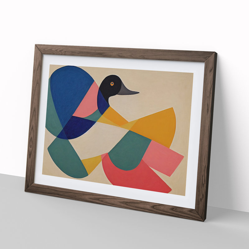 Inspirational Abstract Duck - Single Picture Frame Print, 46cm H x 64cm W x 2cm D, Walnut Framed
