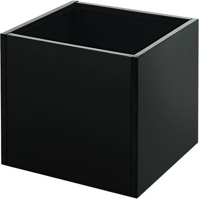 18x18x12 in Snap-Together Metal Raised Garden Bed  Modern Black Square Planter With Base