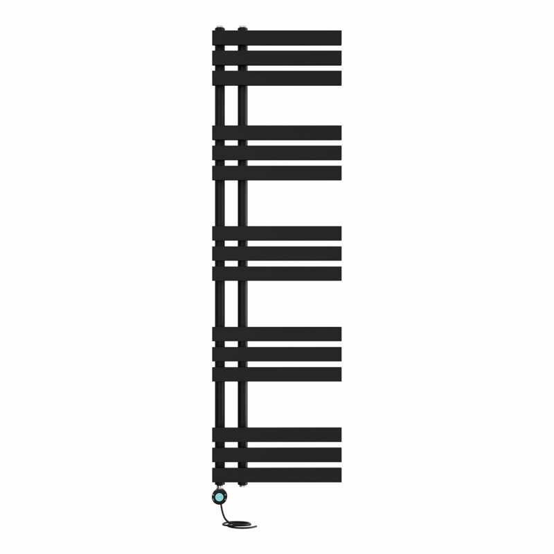 Resma Designer Towel Rail Heated Towel Rails, 160cm H x 45cm W x 7.35cm D, Black