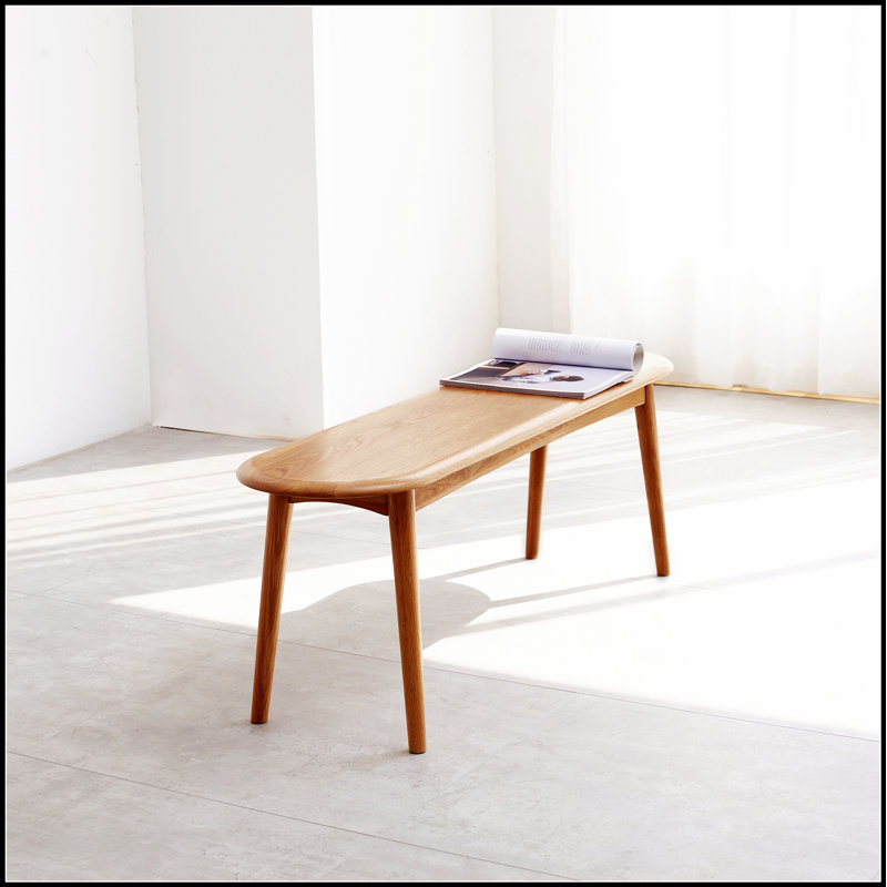 Banc de table en bois de chêne naturel pour salle à manger, H 16,14 po x l 47,24 po x P 11,81 po