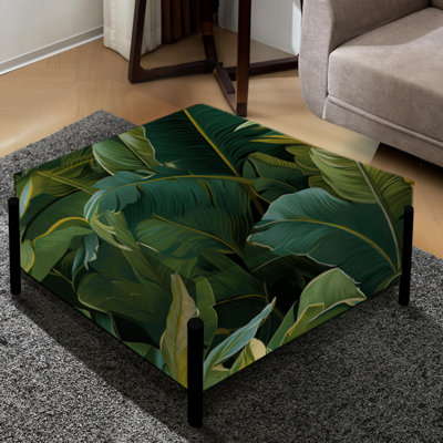 Motif tropical de feuilles vertes de bananier vert - grand repose-pieds carré tropical