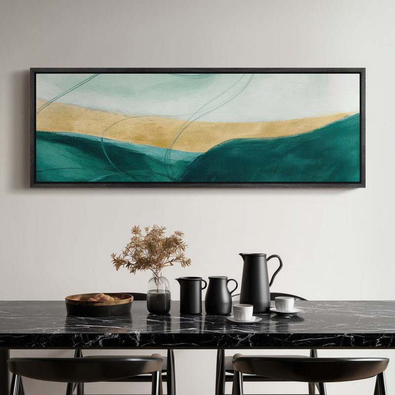 Très grand art mural rétro encadré pour art classique, H 20 po x l 60 po, Noir
