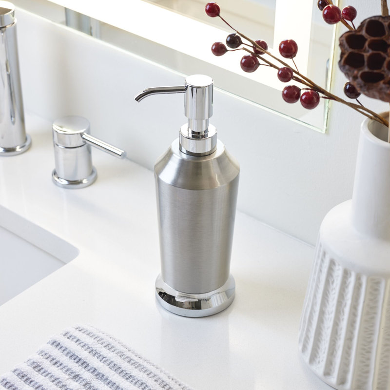 Distributeur de savon en acier inoxydable brossé - Distributeur de savon liquide rechargeable pour la salle de bain ou la cuisine