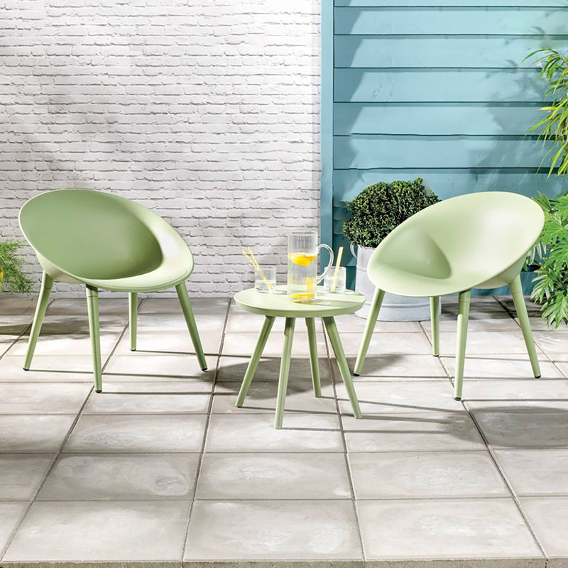 Outdoor Plastic Garden Patio And Deck Set - 2 Chairs And 1 Table (Green)