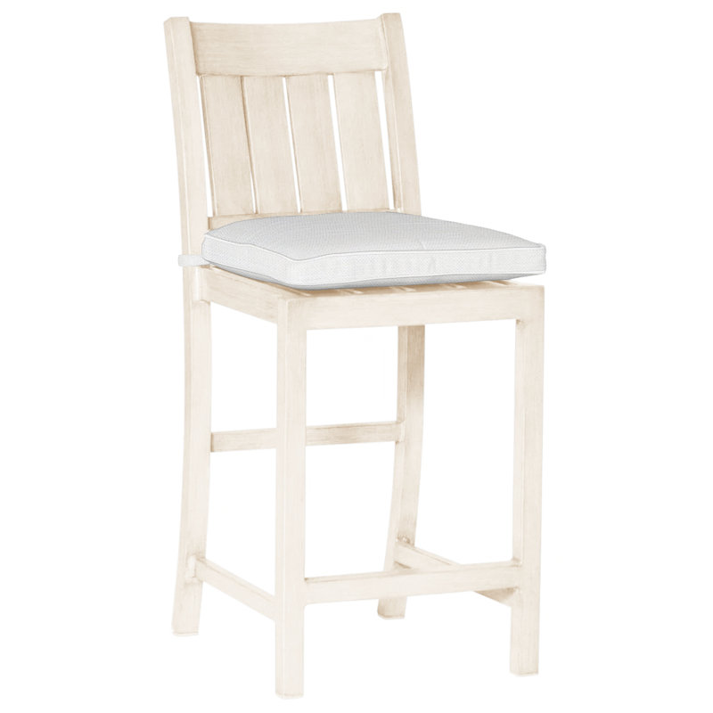 Club 24" Patio Bar Stool with Cushion, Welt, Slate Gray, Intermix Indigo