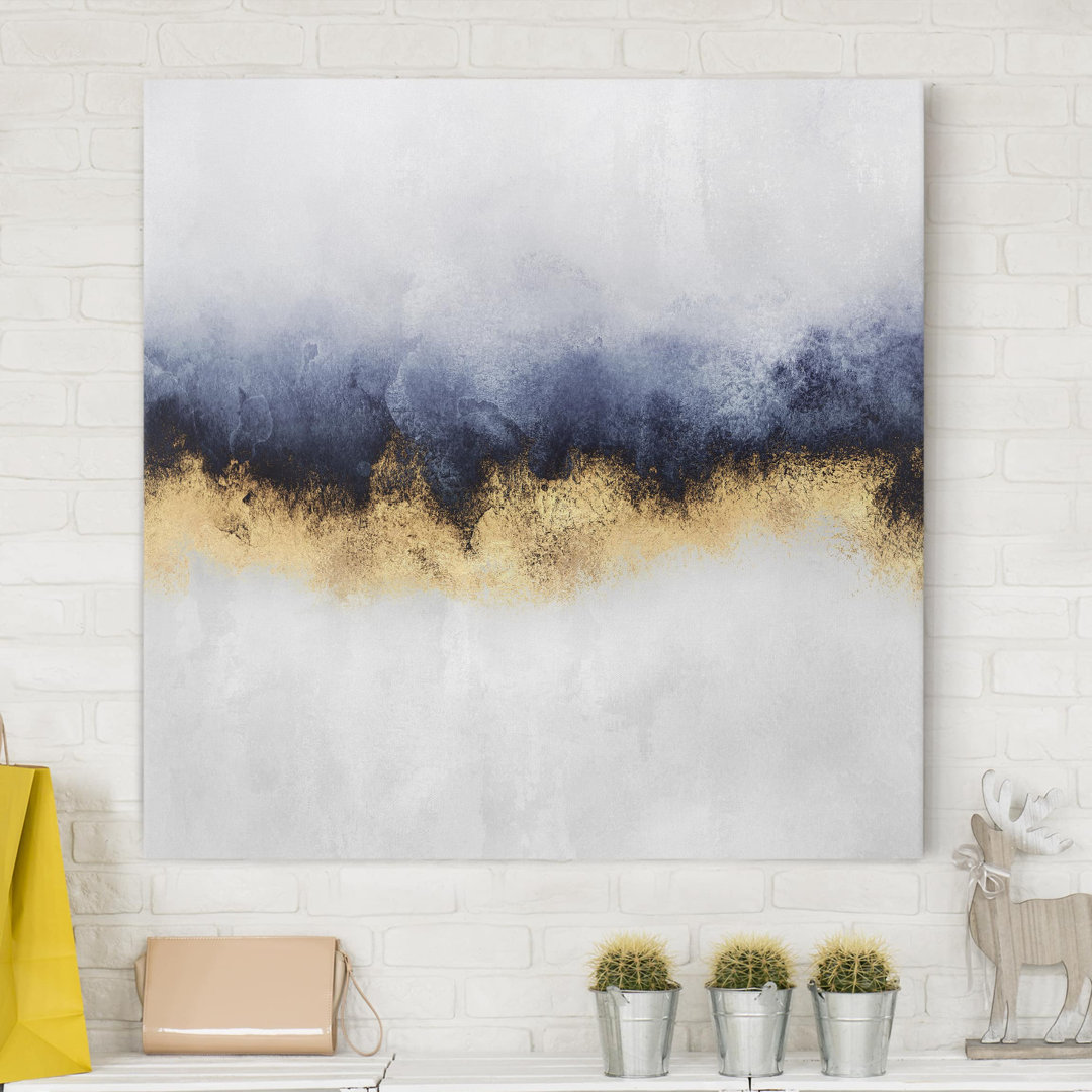 Leinwandbild Wolkenhimmel mit Gold von Elisabeth Fredriksson