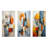 Orange And Blue Cubism Assemblage - Cubism Metal Wall Art Living Room Set Of 3-1178774667
