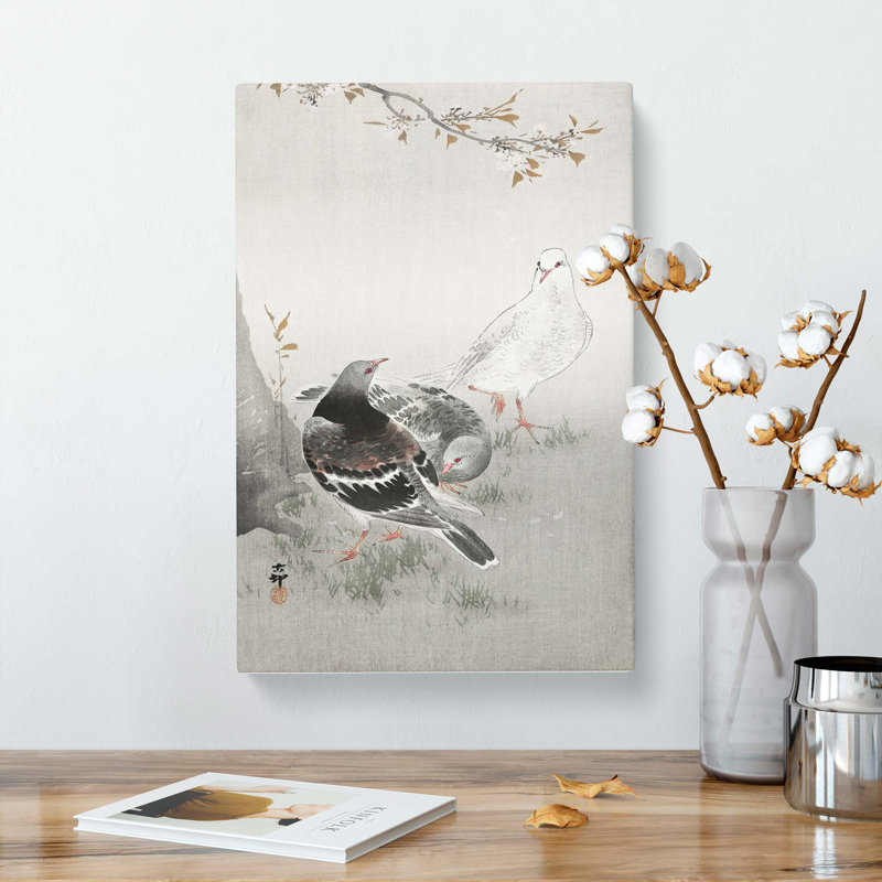 Three Pigeons by Ohara Koson - Wrapped Canvas Painting, 76cm H x 50cm W x 3cm D