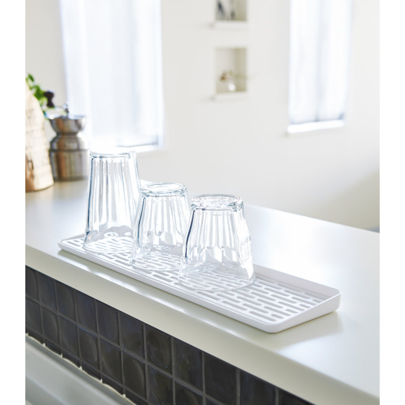 White Plastic Sink Side Glass Drainer Tray