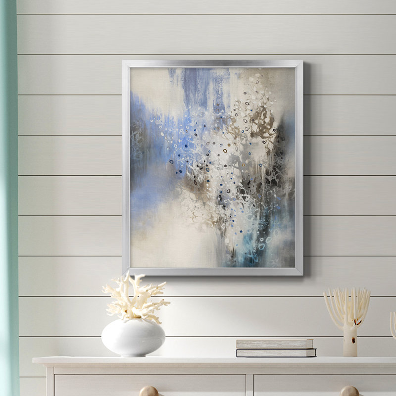 Glacier Stones, toile encadrée de qualité supérieure - prête à être accrochée, Argent, H 20 po x l 16 po