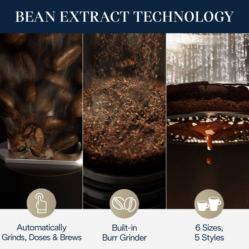 TrueBrew™ Automatic Single-Serve Drip Coffee Maker with Built-In Grinder and Bean Extract Technology