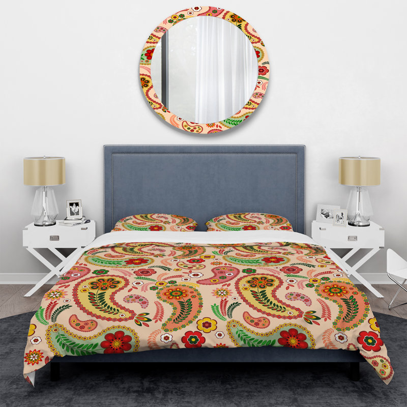 Cachemire floral multicolore - ensemble de housse de couette abstrait - microfibre de polyester