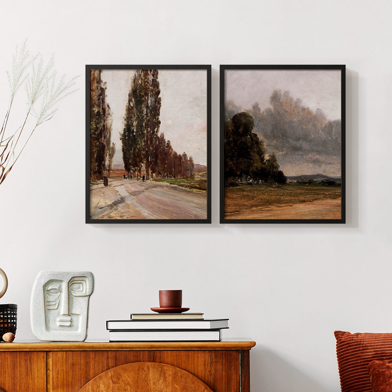 «Vintage Landscape XLV III», 2 pièces sur papier, Noir, H 14 po x l 22 po