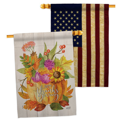 Drapeau de l'Action de grâce à 2 côtés en polyester 40 x 28 po