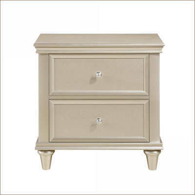 Table de chevet 2 tiroirs argent