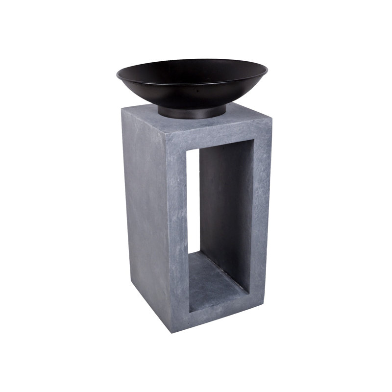 Metal Firebowl with Console, H 69cm x W 40cm x D 40cm