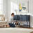 48" Solid Wood Sideboard Console Table With Drawers, Cabinets, And Shelf, Navy Blue Dining Buffet Server | Gift Idea