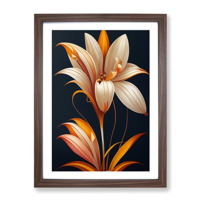 Unbeatable Flower - Wall Art, 36cm H x 27cm W, Walnut Picture Frame, White