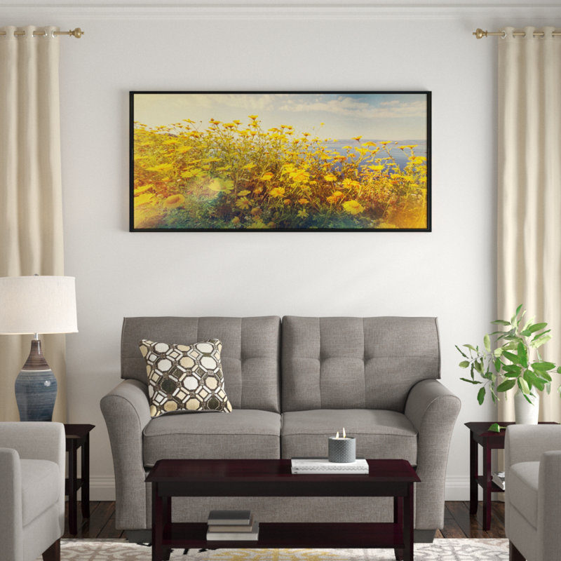 " Wild Yellow Flowers Meadow ", 28" H x 60" W x 1.5" D