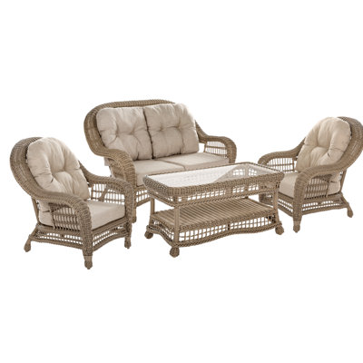 Garden Patio 4 Piece Sofa Seating Group with Cushions by August Grove