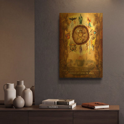 «Wheel of the Year» par Art and a Little Magic, art mural en métal doré, 12 po x 16 po