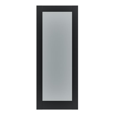 30" X 80"French Slab Door,1-Lite Mirror Solid Wood Slab Interior Doors Pre-Assembled for Pantry Laundry Closet Bathroom Black Primed Panel Door,w/o Hardware