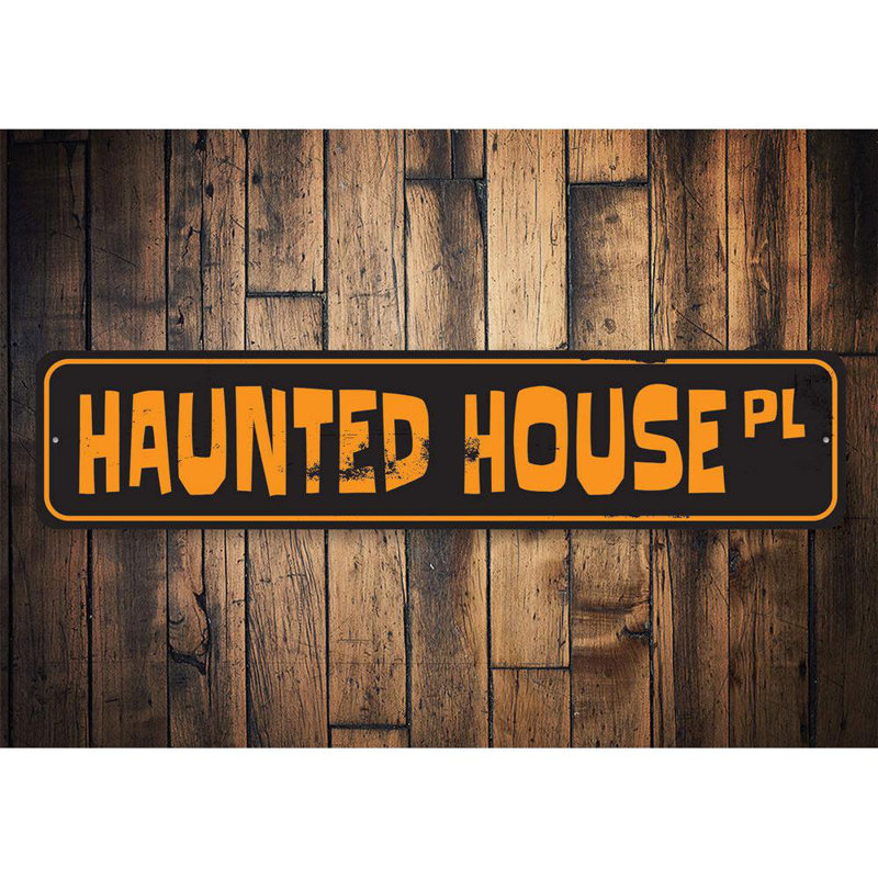 Plaque de rue Haunted House, H 4 po x l 18 po x P 0,04 po