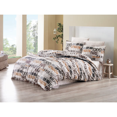 Graphic Print & Text Duvet Cover Set with Pillowcases